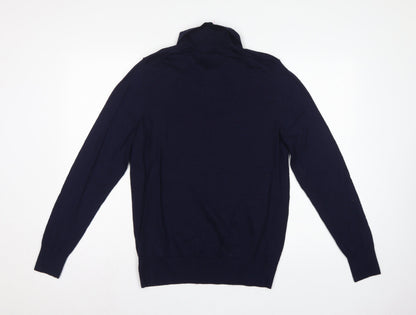 John Lewis Men’s Navy Blue L Merino Wool Collared Henley Jumper