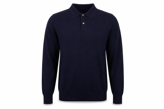 John Lewis Men’s Navy Blue L Merino Wool Collared Henley Jumper
