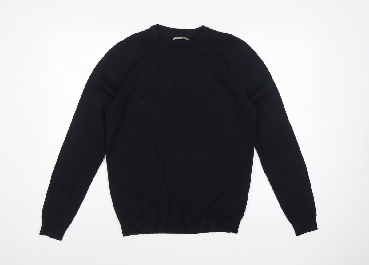 Jack & Jones Men’s Black Size S Crew Neck Cotton Knit Pullover Jumper