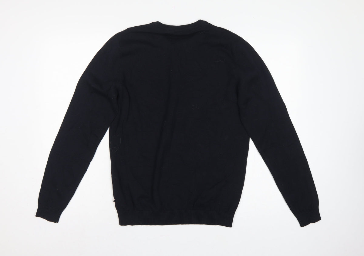 Jack & Jones Men’s Black Size S Crew Neck Cotton Knit Pullover Jumper