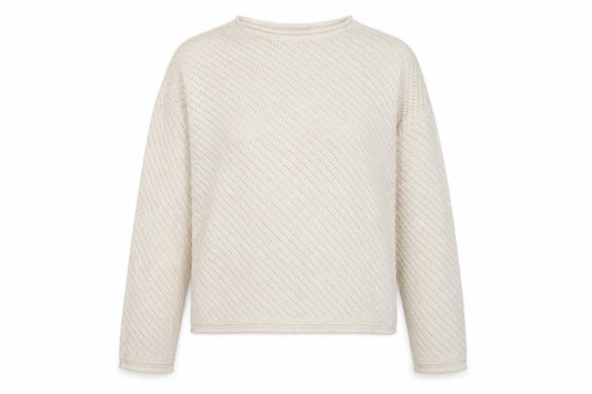 Marks & Spencer Women Ivory L Open Knit Round Neck Pullover Jumper