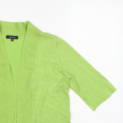 Verve Ami Women Green M Open Tight-Knit Cardigan Bell 3/4 Sleeve