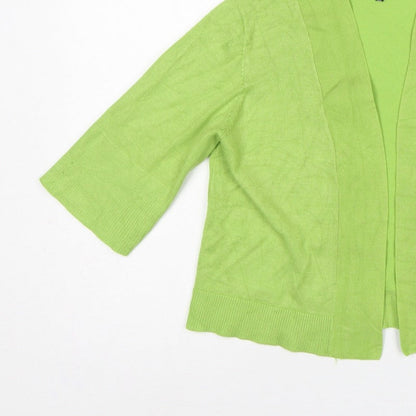 Verve Ami Women Green M Open Tight-Knit Cardigan Bell 3/4 Sleeve