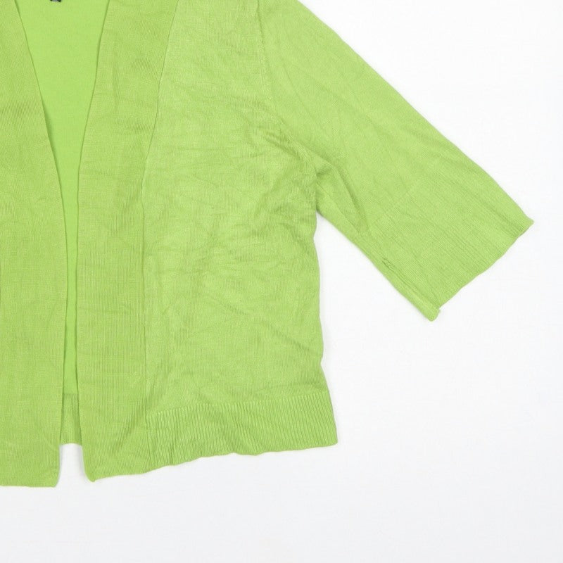 Verve Ami Women Green M Open Tight-Knit Cardigan Bell 3/4 Sleeve