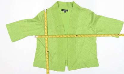 Verve Ami Women Green M Open Tight-Knit Cardigan Bell 3/4 Sleeve