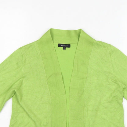 Verve Ami Women Green M Open Tight-Knit Cardigan Bell 3/4 Sleeve