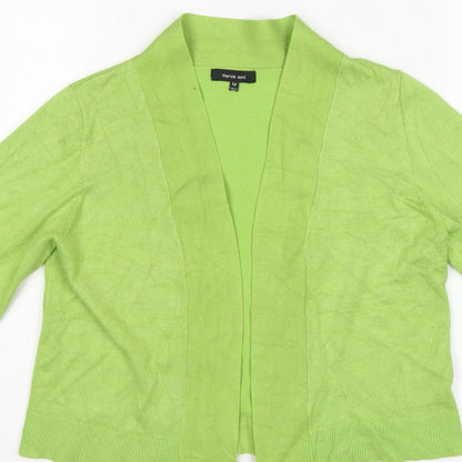 Verve Ami Women Green M Open Tight-Knit Cardigan Bell 3/4 Sleeve