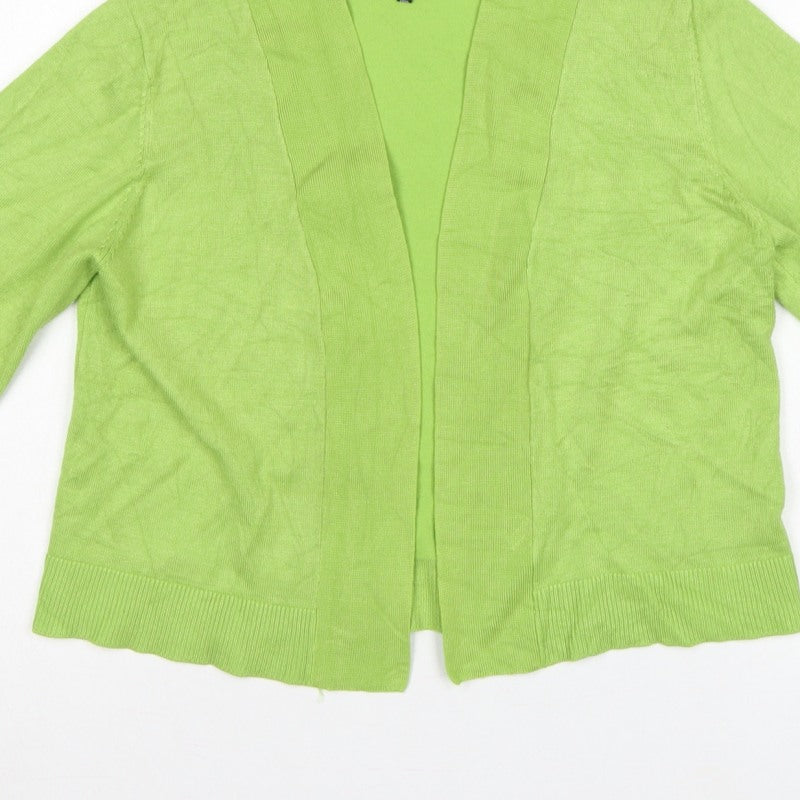 Verve Ami Women Green M Open Tight-Knit Cardigan Bell 3/4 Sleeve