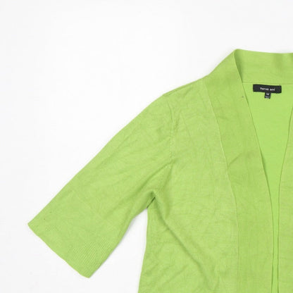Verve Ami Women Green M Open Tight-Knit Cardigan Bell 3/4 Sleeve