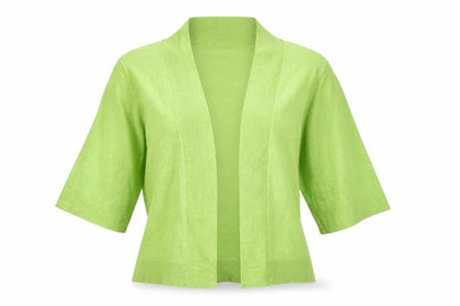 Verve Ami Women Green M Open Tight-Knit Cardigan Bell 3/4 Sleeve