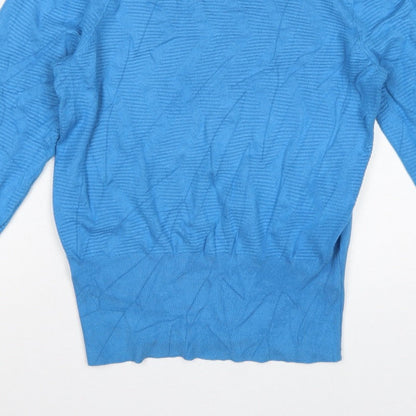 Marks & Spencer Women Blue M Crew Neck Balloon Sleeve Knit Jumper