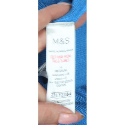 Marks & Spencer Women Blue M Crew Neck Balloon Sleeve Knit Jumper