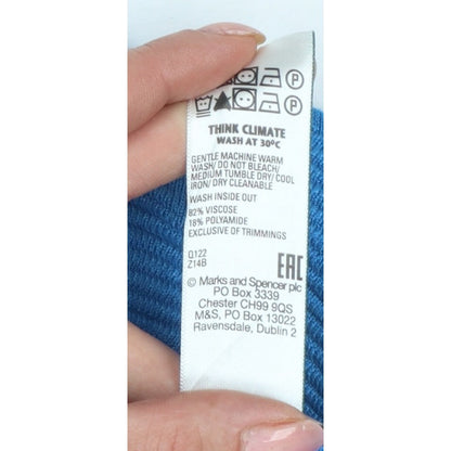 Marks & Spencer Women Blue M Crew Neck Balloon Sleeve Knit Jumper