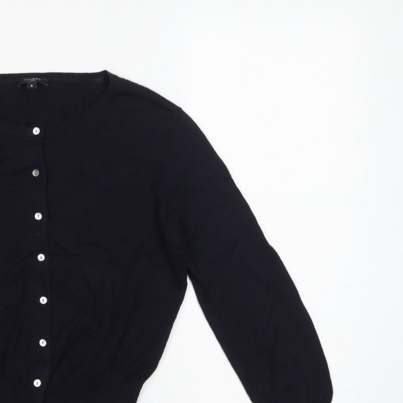 Hobbs London Women’s Black UK 8 Button Front Knit Cardigan Long Sleeve
