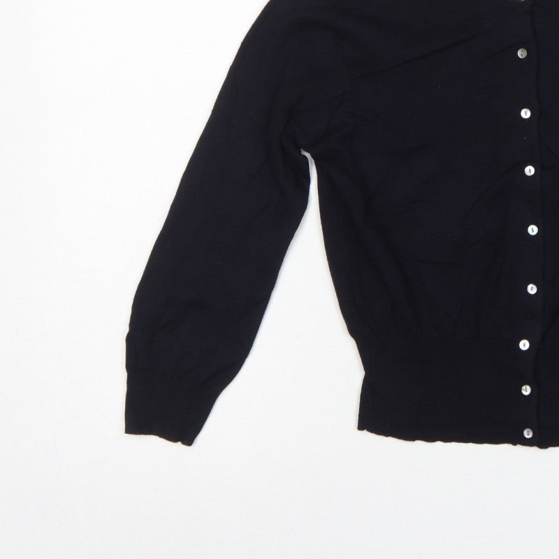 Hobbs London Women’s Black UK 8 Button Front Knit Cardigan Long Sleeve