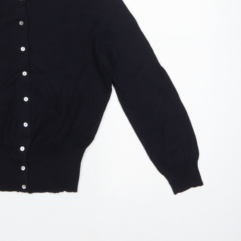 Hobbs London Women’s Black UK 8 Button Front Knit Cardigan Long Sleeve