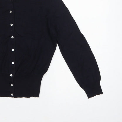 Hobbs London Women’s Black UK 8 Button Front Knit Cardigan Long Sleeve