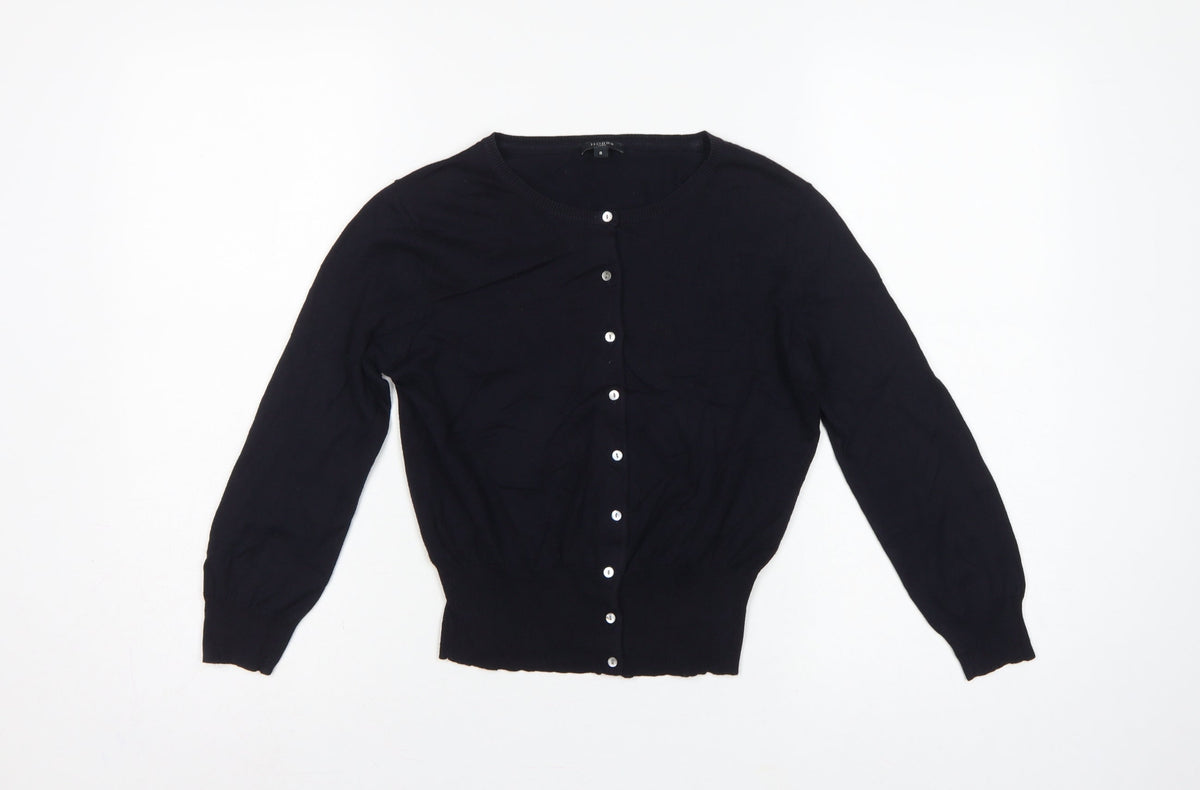 Hobbs London Women’s Black UK 8 Button Front Knit Cardigan Long Sleeve