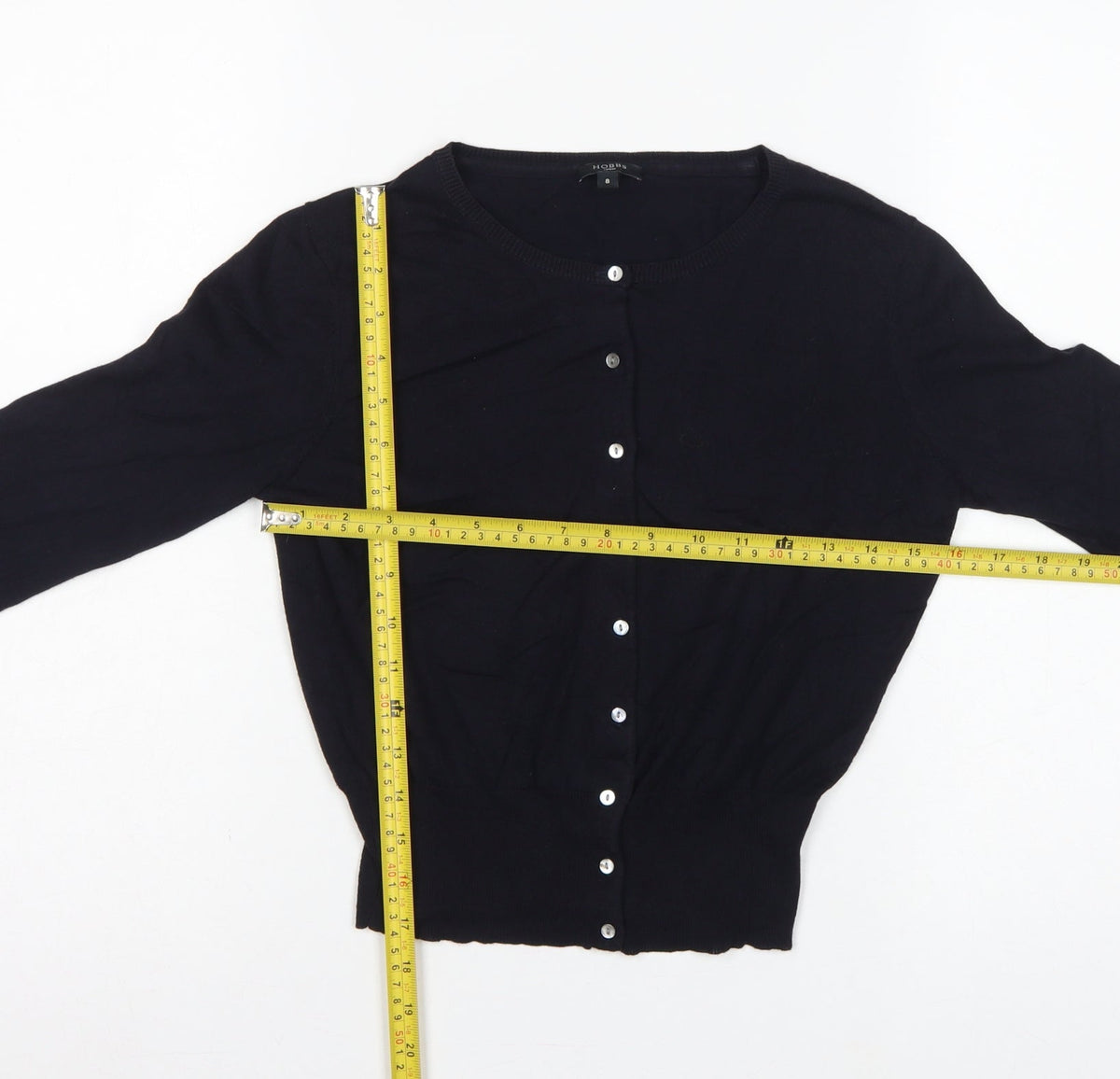Hobbs London Women’s Black UK 8 Button Front Knit Cardigan Long Sleeve