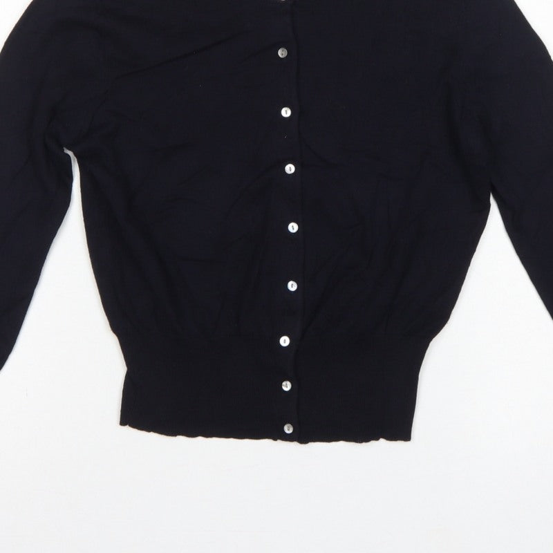 Hobbs London Women’s Black UK 8 Button Front Knit Cardigan Long Sleeve