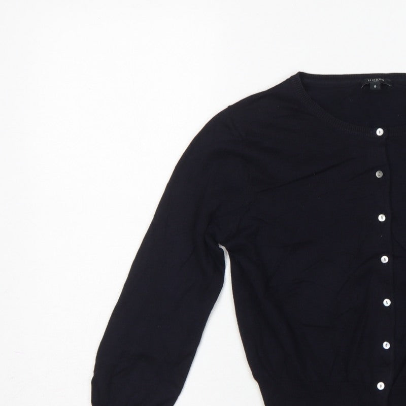 Hobbs London Women’s Black UK 8 Button Front Knit Cardigan Long Sleeve