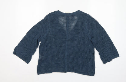 WRAP London Women’s Blue UK 10 Organic Cotton V-Neck Knit Jumper