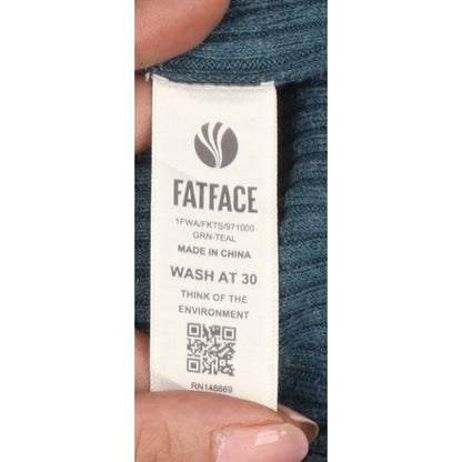 FatFace Women Green Rib Knit Roll Neck Pullover Jumper UK 12