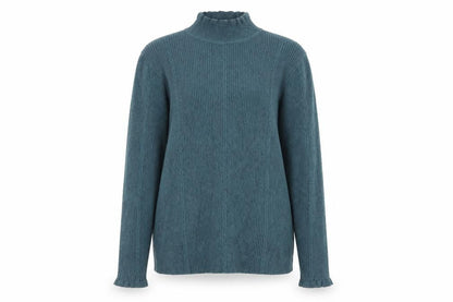 FatFace Women Green Rib Knit Roll Neck Pullover Jumper UK 12