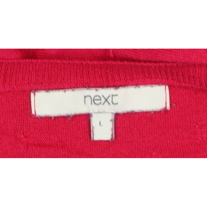 Next Women Pink V-Neck Textured Knit Jumper Size 16 L Balloon Sleeves