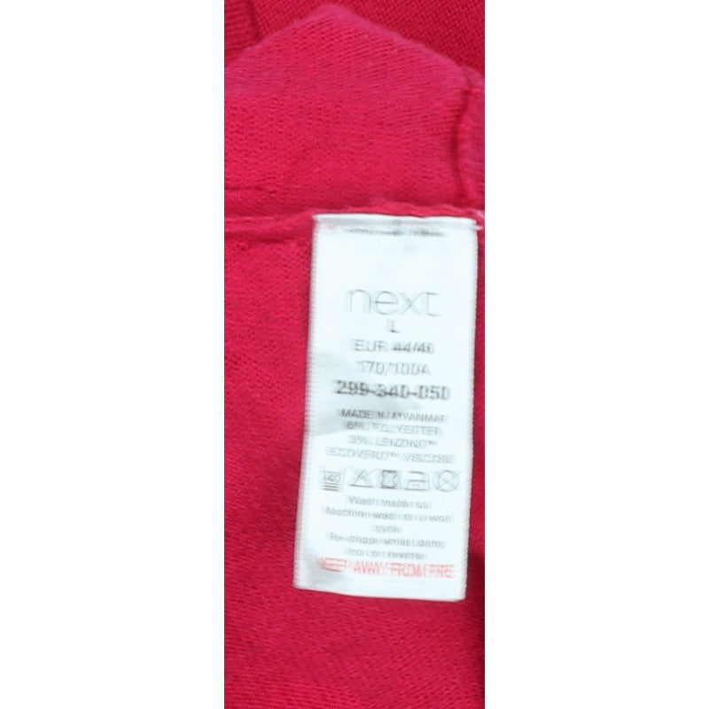 Next Women Pink V-Neck Textured Knit Jumper Size 16 L Balloon Sleeves