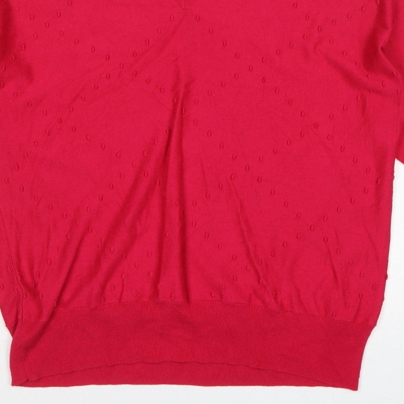 Next Women Pink V-Neck Textured Knit Jumper Size 16 L Balloon Sleeves