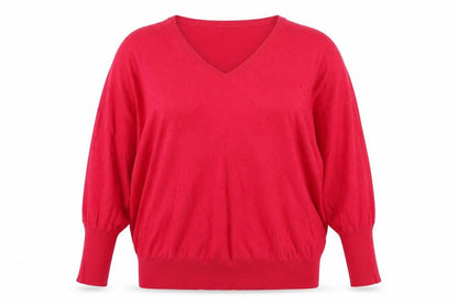 Next Women Pink V-Neck Textured Knit Jumper Size 16 L Balloon Sleeves