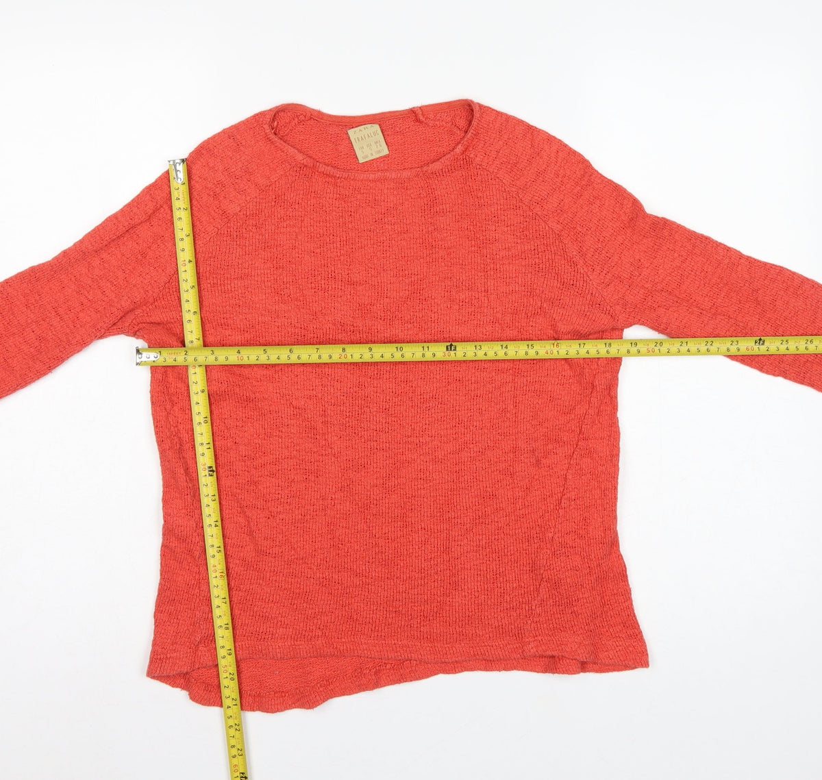 Zara Trafaluc Women Red Size S Fine Knit Round Neck Jumper