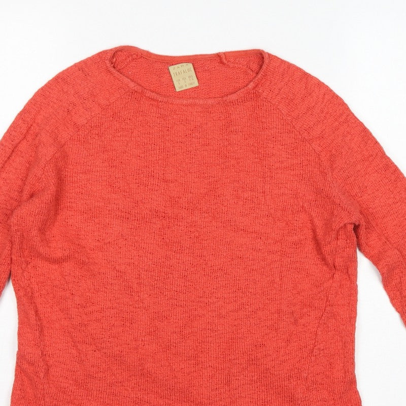 Zara Trafaluc Women Red Size S Fine Knit Round Neck Jumper
