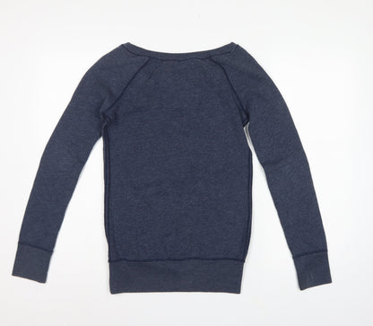Hollister Women’s Blue XS Graphic Logo Pullover Sweatshirt Pocket