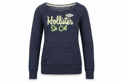 Hollister Women’s Blue XS Graphic Logo Pullover Sweatshirt Pocket