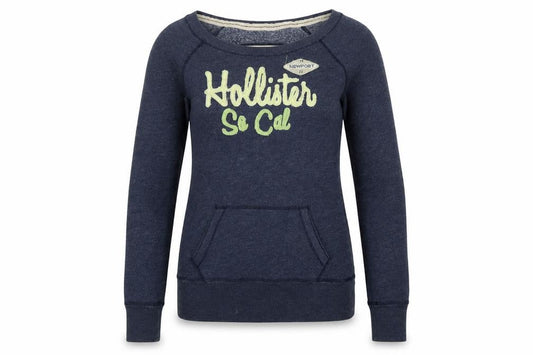 Hollister Women’s Blue XS Graphic Logo Pullover Sweatshirt Pocket