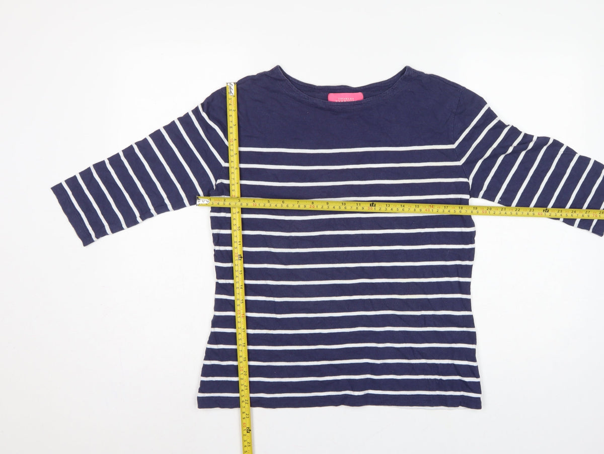 Charles Tyrwhitt Women’s Blue UK 10 Striped Jersey 3/4 Sleeve T-Shirt