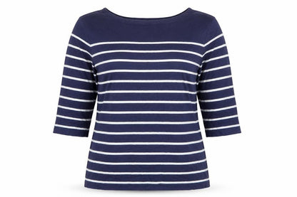 Charles Tyrwhitt Women’s Blue UK 10 Striped Jersey 3/4 Sleeve T-Shirt