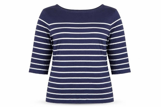 Charles Tyrwhitt Women’s Blue UK 10 Striped Jersey 3/4 Sleeve T-Shirt