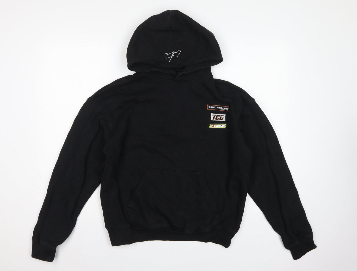 Couture Women’s Black XS Pullover Hoodie Embroidered Logo Pockets