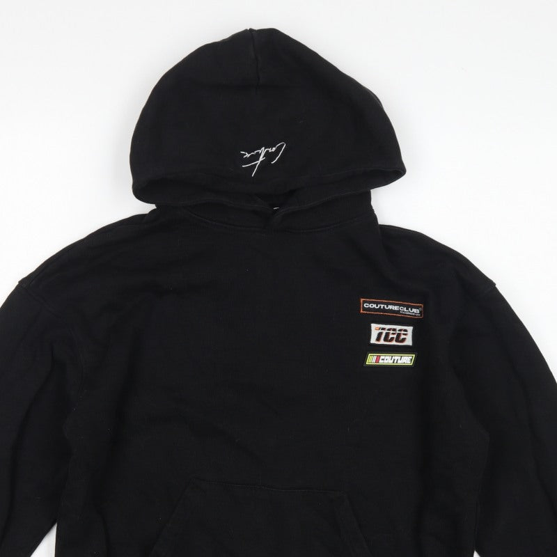 Couture Women’s Black XS Pullover Hoodie Embroidered Logo Pockets