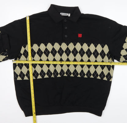 Weekday Men’s Black M Argyle Henley Collared Sweatshirt