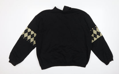 Weekday Men’s Black M Argyle Henley Collared Sweatshirt