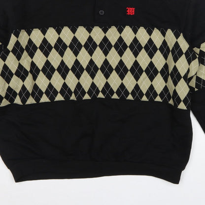 Weekday Men’s Black M Argyle Henley Collared Sweatshirt