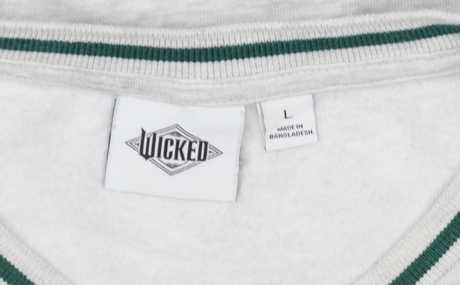 Wicked Unisex Adults Grey Green L V-Neck Graphic Pullover Sweatshirt