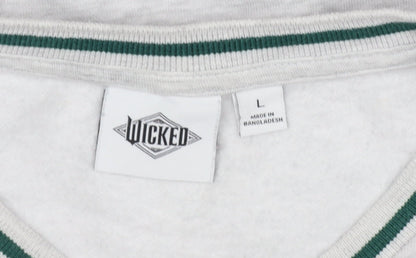 Wicked Unisex Adults Grey Green L V-Neck Graphic Pullover Sweatshirt
