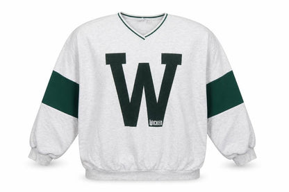Wicked Unisex Adults Grey Green L V-Neck Graphic Pullover Sweatshirt