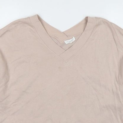 The White Company Women's Beige L V-Neck Pullover Sweatshirt Cotton