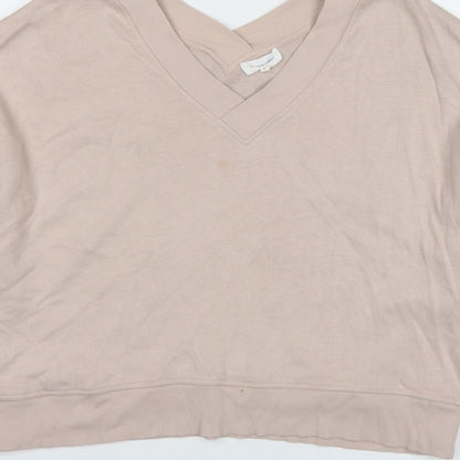 The White Company Women's Beige L V-Neck Pullover Sweatshirt Cotton